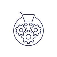 order processing line icon with gears vector