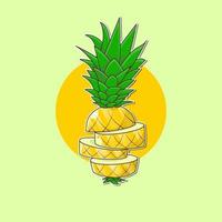 Yellow pineapple chunks vector illustrations