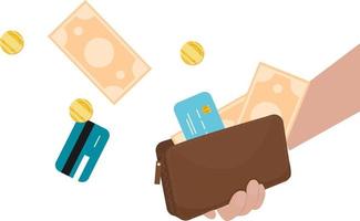 Flat wallet in hand. Isolated flat illustration vector. vector