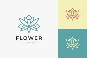 cuidado de la belleza o plantilla de logotipo de spa en forma de flor de loto de arte lineal vector