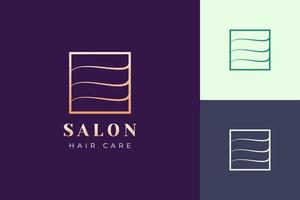 Plantilla de logotipo de salón con forma de cabello simple y lujosa. vector