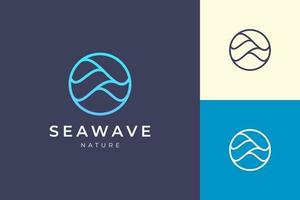 Simple sea logo template in circle and wave shape vector