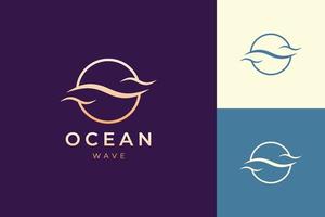 Luxury sea wave logo template in simple and clean shape vector