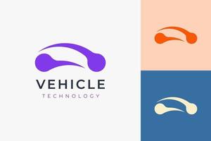 Car technology or automotive logo in simple and futuristic shape vector