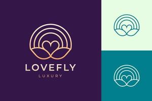 Cosmetic or spa logo in luxury love and leaf shape vector