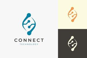 Connect technology logo in abstract shape vector