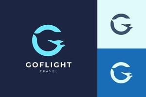 Simple plane logo with letter g shape vector