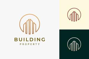 Real estate developer or property logo in luxury and futuristic shape vector