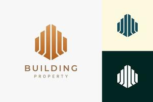 Hotel or apartment logo in luxury and abstract building shape