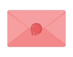 Pink envelope with red wax seal stamp isolated vector