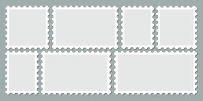 conjunto de vector de marco de sello postal vacío. matasellos en blanco diferente