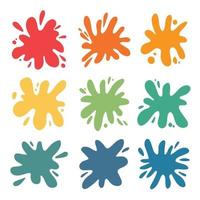 Set of rainbow colored paint splash shapes, liquid background stains vector