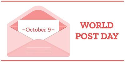 World Post Day 9 October banner. Holiday vector poster design