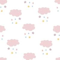 Cute Cloud Seamless Pattern Vector background Hand draw style