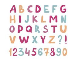 Alphabet childrens font Cute color alphabet. baby lettering. vector