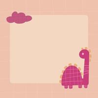 Cute dinosaur with a blot frame in simple cartoon hand-drawn style. vector