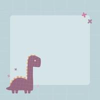 Cute dinosaur with a blot frame in simple cartoon hand-drawn style. vector