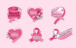 lindas pegatinas de concientización sobre el cáncer de mama vector