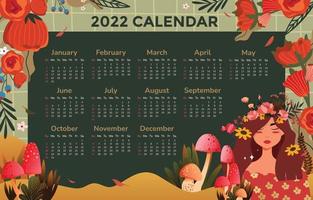 calendario de plantilla 2022 con hermoso adorno vector