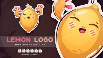 Cartoon character  sweet lemon - cute sticker vector