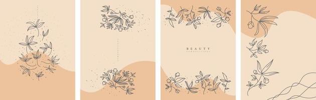 Abstract Minimalist Floral Background Templates vector