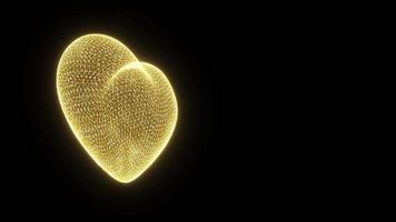 3d hjärta gyllene glitter trådnät roterande loop video
