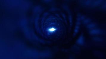 túnel de red de tecnología de luces azules brillantes en la oscuridad
