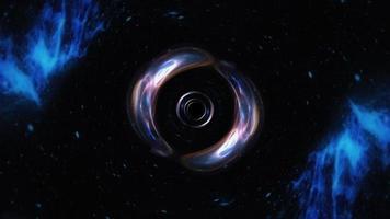 loop of interstellar galaxy travel through a blue glow light tunnel