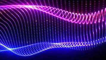 loop of wave mesh glowing blue pink dot digital video