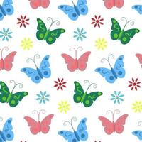 Seamless pattern with butterflies and flowers vector