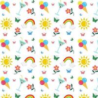 Seamless summer pattern with hand drawn beach elements vector