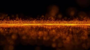 Abstract digital particle wave motion. golden color