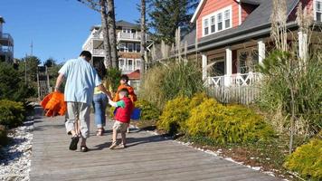 Family walking to beach video