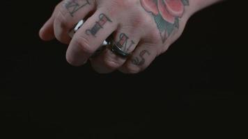Closeup of tattoed hand