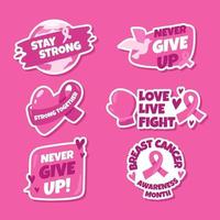 Pinky Breast Cancer Sticker Set vector