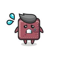 leather wallet mascot character with afraid gesture vector