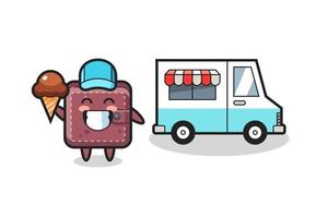 Mascot cartoon of leather wallet with ice cream truck vector