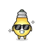 Cartoon mascot of light bulb with cool gesture vector