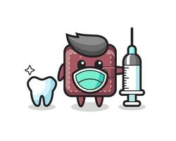 Personaje de mascota de billetera de cuero como dentista. vector