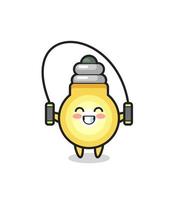 light bulb character cartoon with skipping rope vector