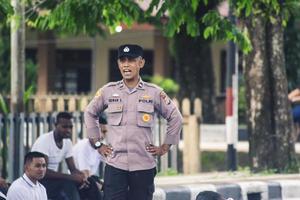 sorong, papua occidental, indonesia 2021- candidatos no comisionados de la policía indonesia foto