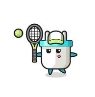 Cartoon character of electric plug as a tennis player vector