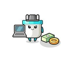 Mascot Illustration of electric plug as a hacker vector