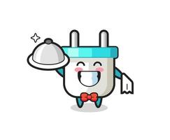 Character mascot of electric plug as a waiters vector