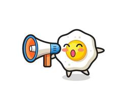 fried egg character illustration holding a megaphone vector