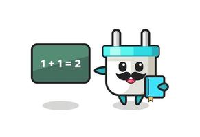 Illustration of electric plug character as a teacher vector