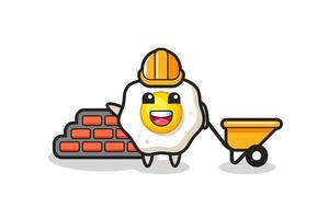 Cartoon character of fried egg as a builder vector