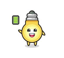 light bulb mascot character with energetic gesture vector