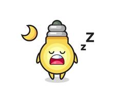 light bulb character illustration sleeping at night vector