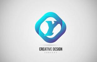 blue gradient Y alphabet letter icon logo. Creative design for company vector